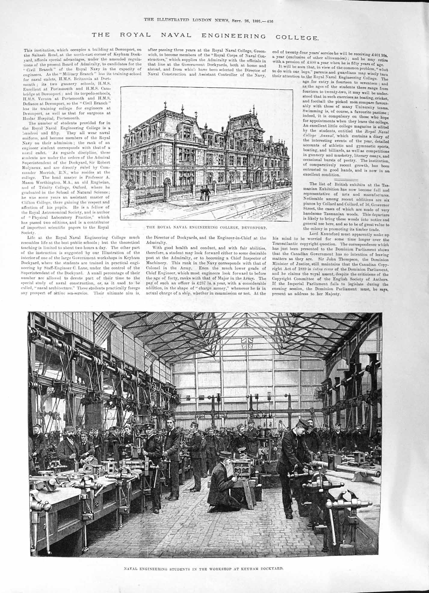 Old Print 1891 Royal Naval College Students Devonport Stag Hunting Sport 19th