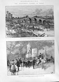 Old 1891 Spain Floods Amarguillo Bridge Consuegra Students Madrid Pip Victorian