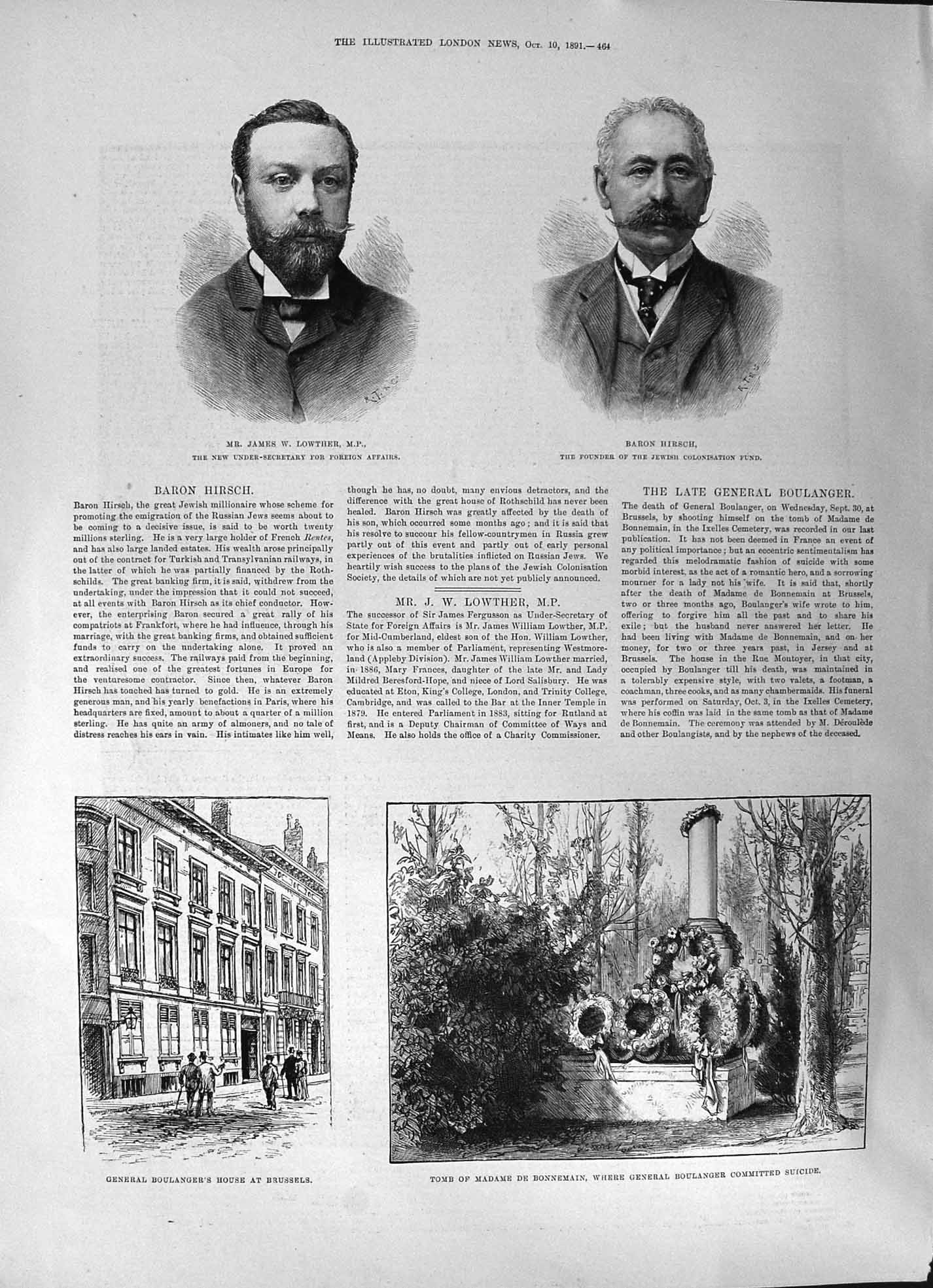 Old 1891 Lowther Hirsch Boulanger House Bonnemain Tomb Walmer Castle Victorian