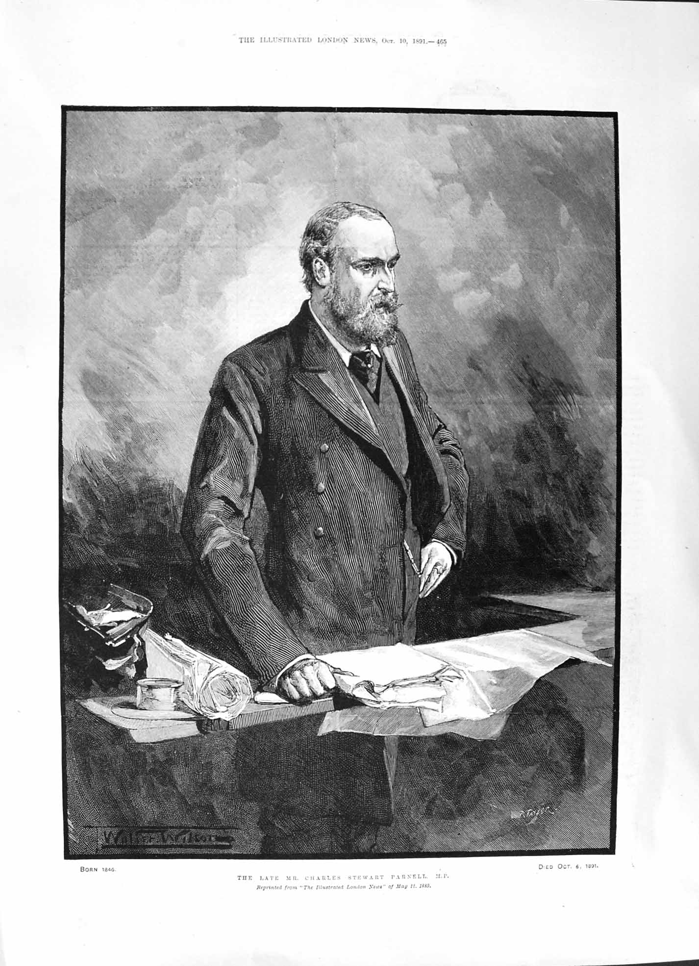 Antique Old Print 1891 Charles Stewart Parnell Cheylesmore Wurtemberg King 19th