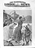 Original Old Antique Print 1891 India Ship Diving For Coin Aden Boat Women Men