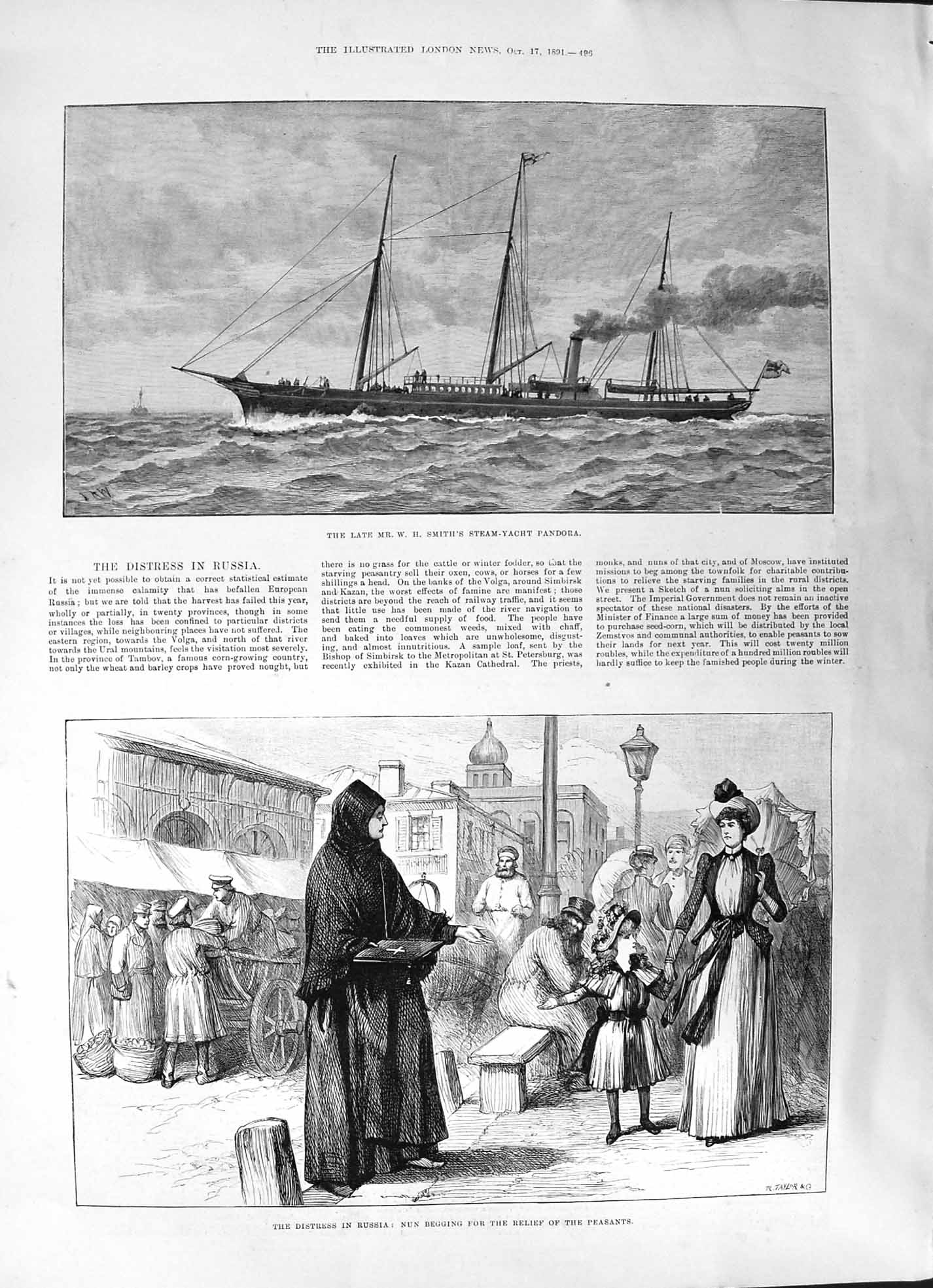 Old 1891 Smiths Steam-Yacht Pandora Russia Peasants Parry Monument Se Victorian