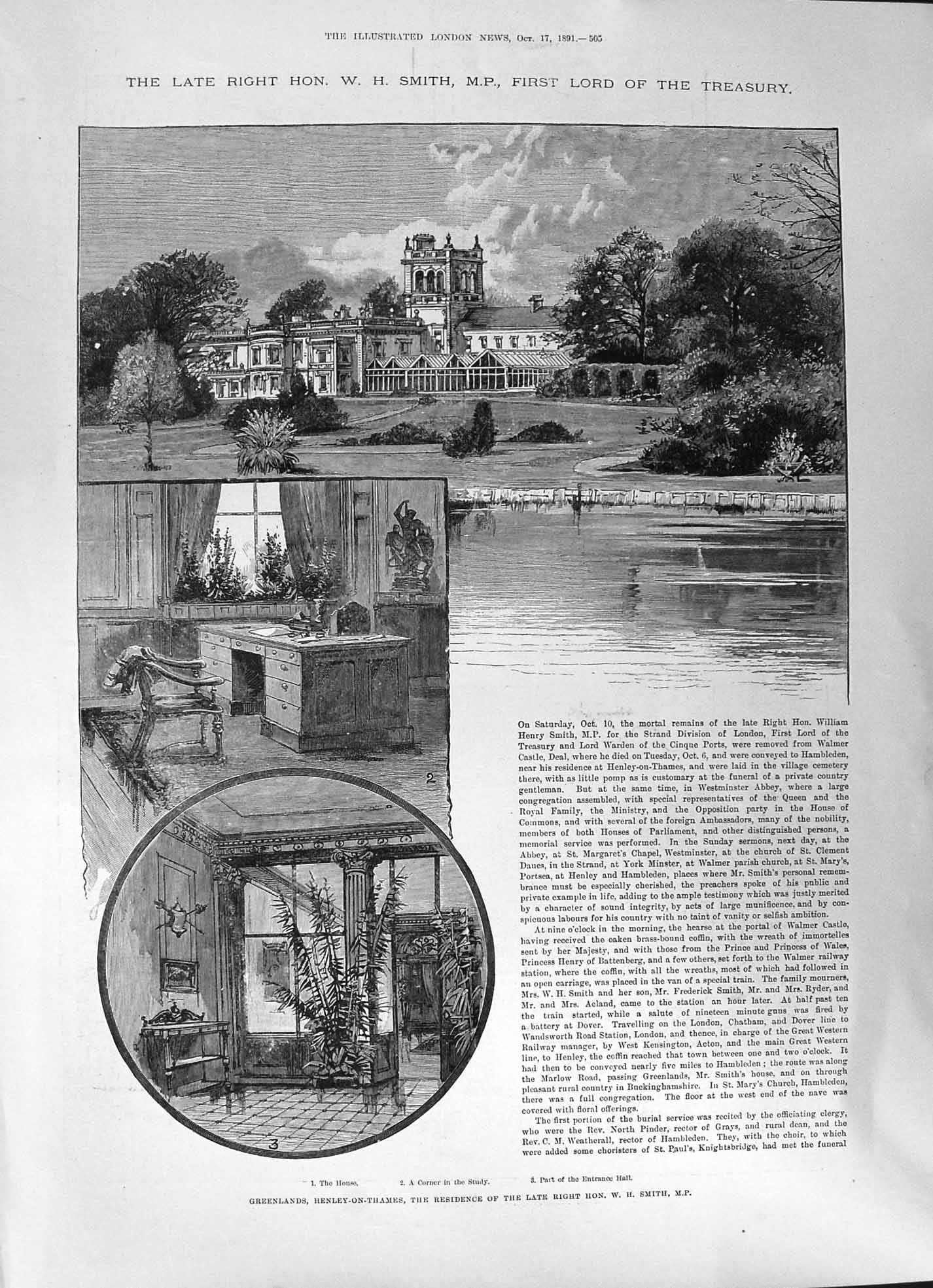 Old 1891 Smith Treasury Lord Greenlands Henley-On-Thames House Common Victorian