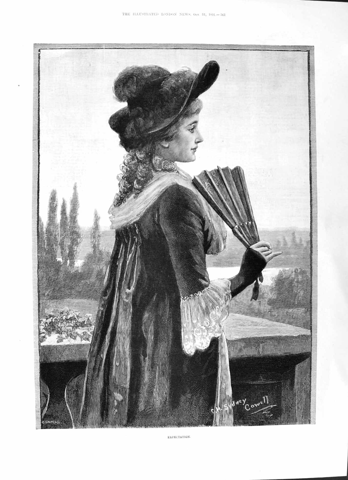 Old Antique Print 1891 Woman Cowell Expectation Daudet Joseph Mackennal 19th