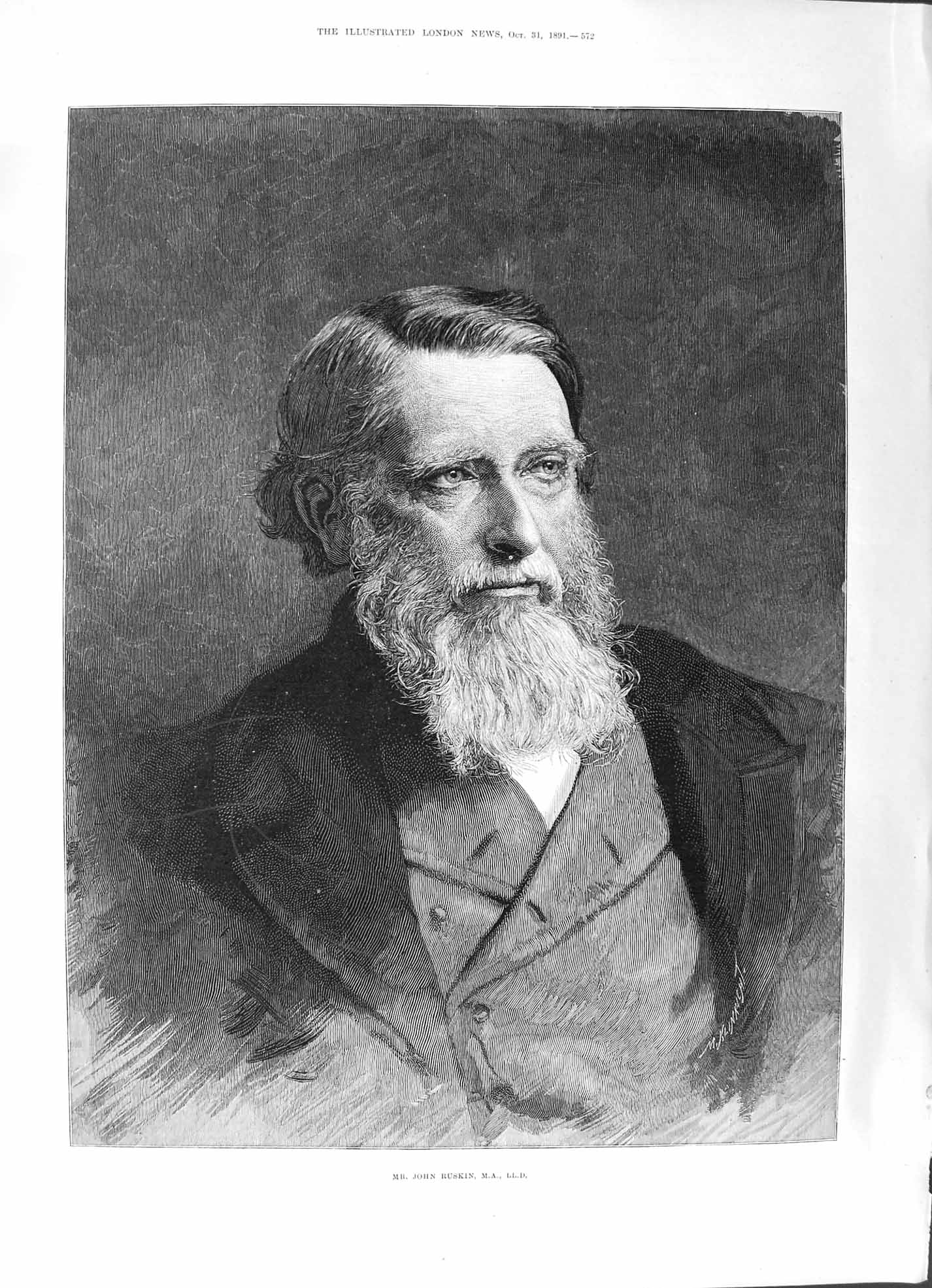 Antique Old Print 1891 Young John Ruskin Ambleside Ruin Sketch Father Letter