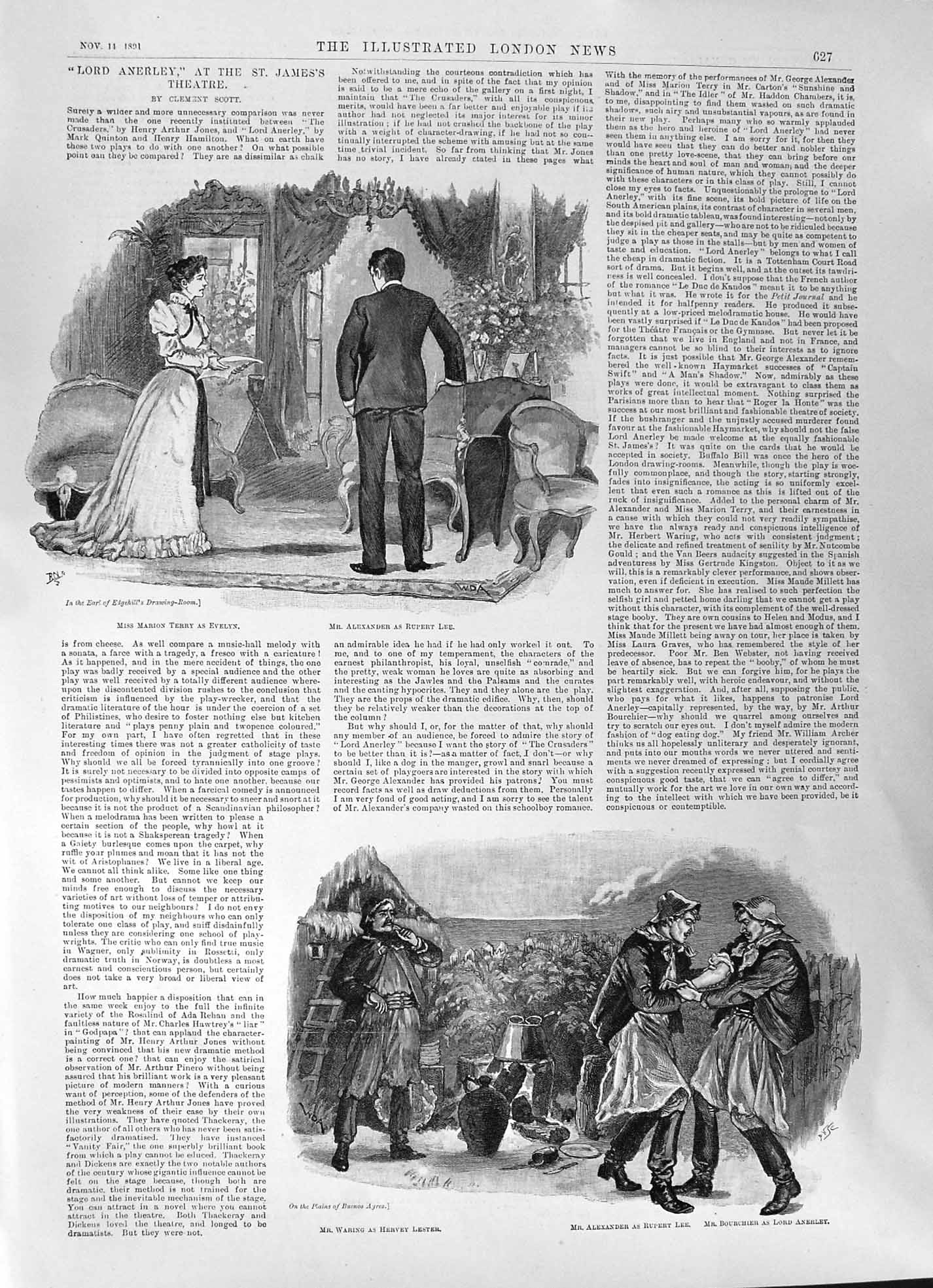 Old 1891 Marion Terry Alexander St. James Theatre Waring Marchioness Victorian