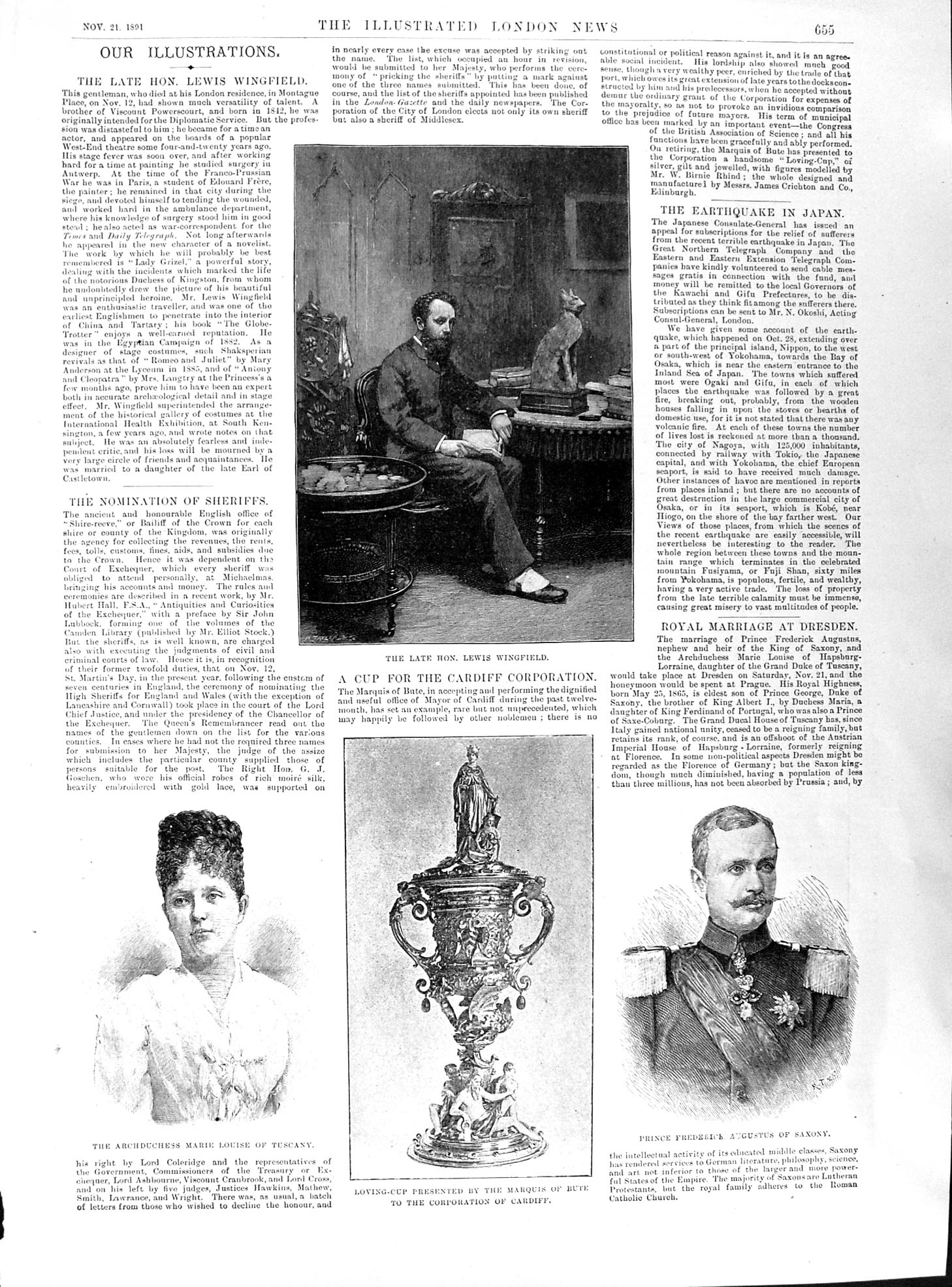 Old 1891 Lewis Wingfield Prince Augustus Archduchess Marie Louise Ear Victorian