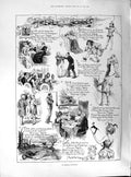 Antique Old Print 1891 Tragedy Comedy Cartoon Illustration Bernard Partridge