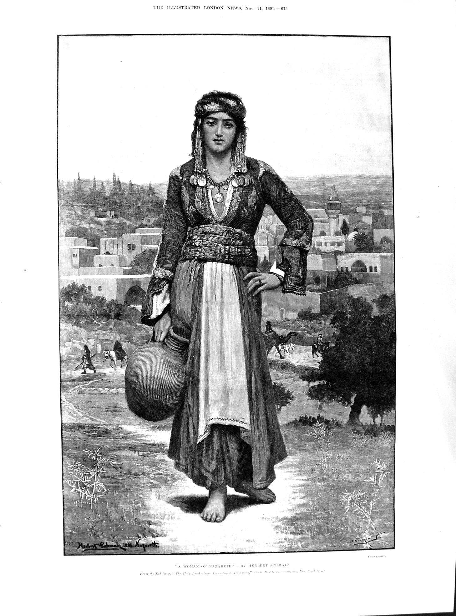 Old 1891 Nazareth Woman Camels Herbert Schmalz Briton Riviere Dogs Tr Victorian