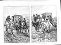 Original Old Antique Print 1891 Horses Men Carriage Burton Drawing Accident