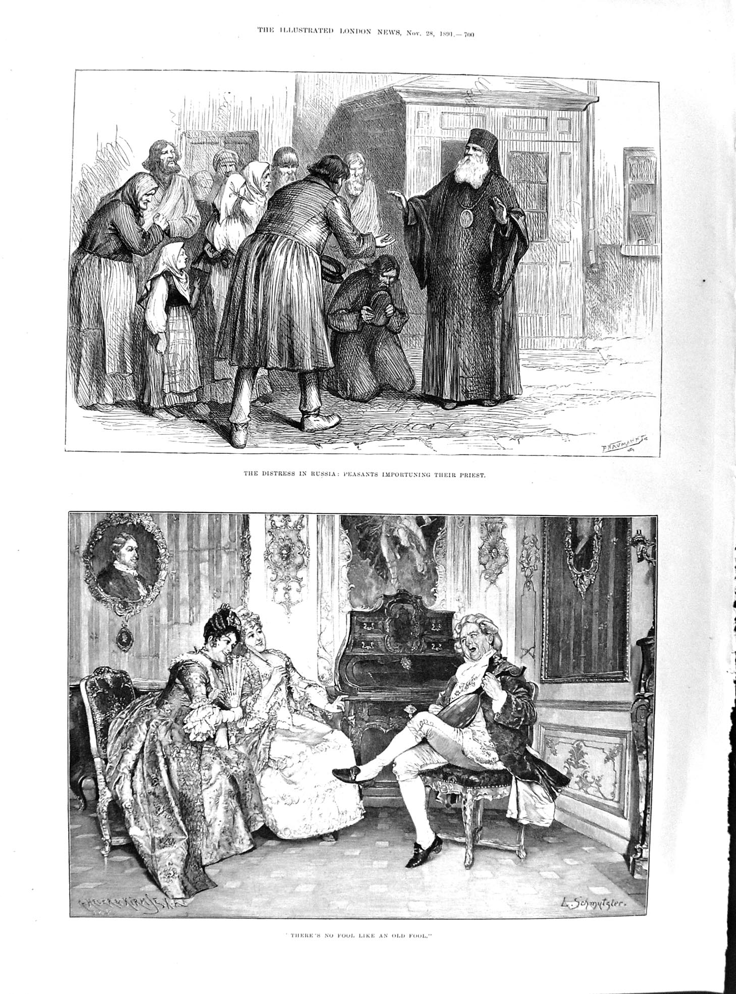 Old 1891 Distress Russia Peasants Importuning Priest Schmutzler Fool Victorian