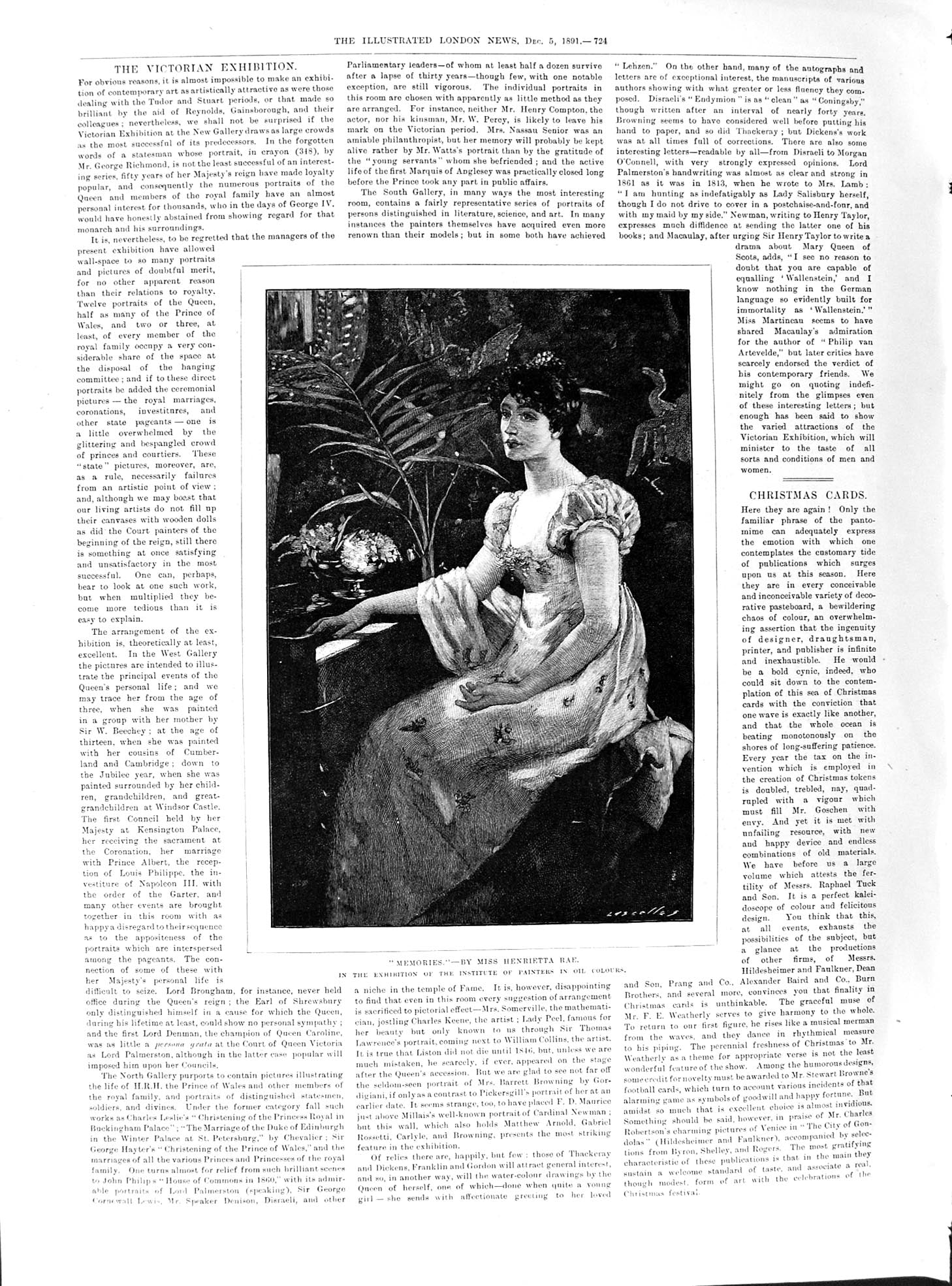 Old Antique Print 1891 Exhibition Henrietta Rae Harvey Goodwin Carlisle B 19th