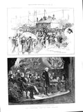 Old Antique Print 1891 Gladstone Speaking Port Sunlight Recreation Hall 19th
