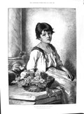 Antique Old Print 1891 Little Fruit-Seller Girl Wunsch Donkey Ride Mentone 19th