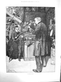Antique Old Print 1891 Picture Forestier Woman Child Man Violin Musical Inst