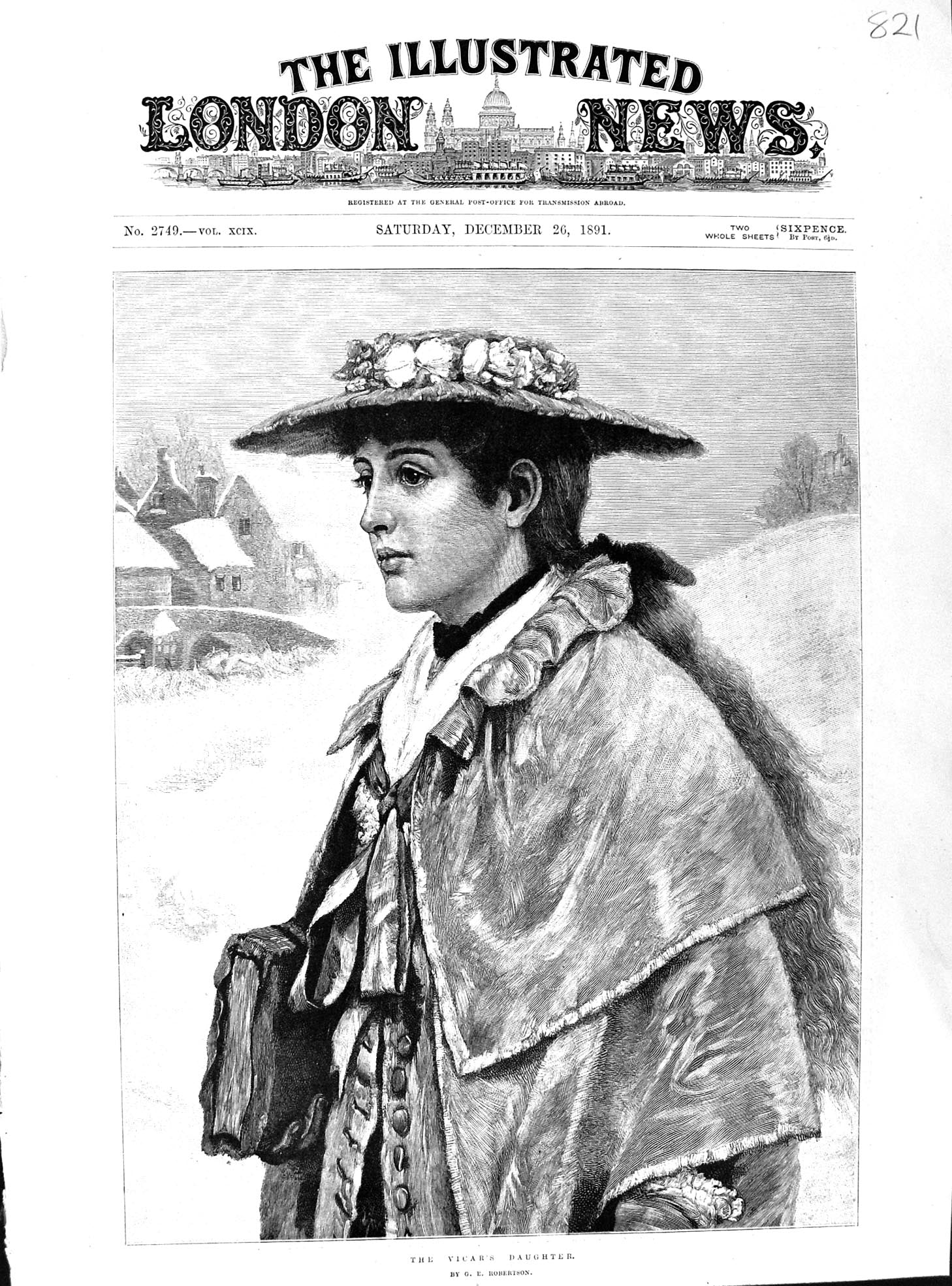 Antique Print 1891 Robertson Vicar'S Daughter Woman Beautiful Lady Outdoor 19th