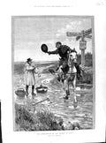Antique Print 1891 Christmas Travellers Highwayman Horse Drawing Forestier 19th