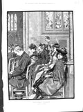 Old 1891 Christmas Morning Drawing Vigor Church Service Scene Women M Victorian