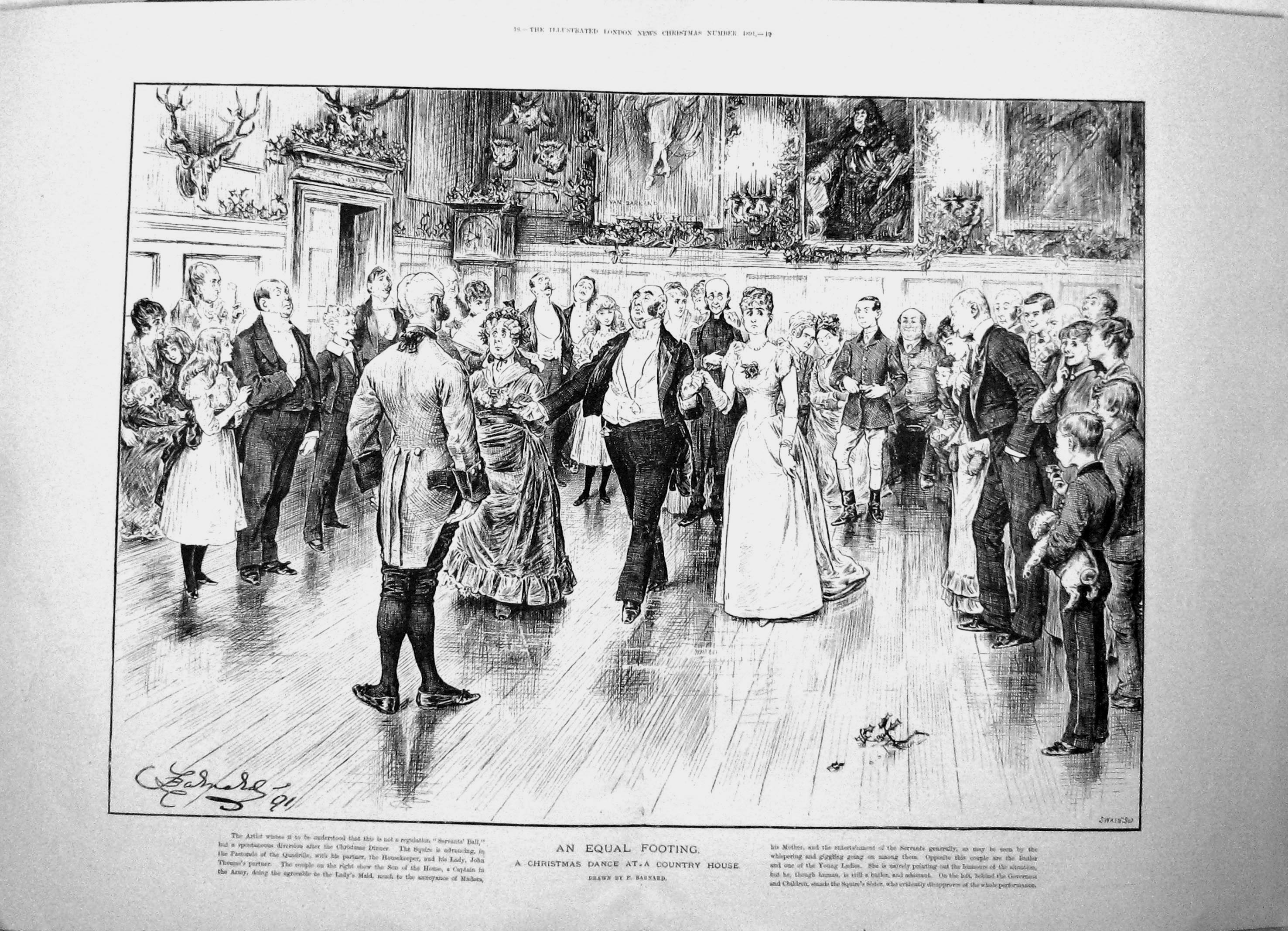 Old 1891 Strawberry Club Country House Christmas Dance Barnard Thomas 19th