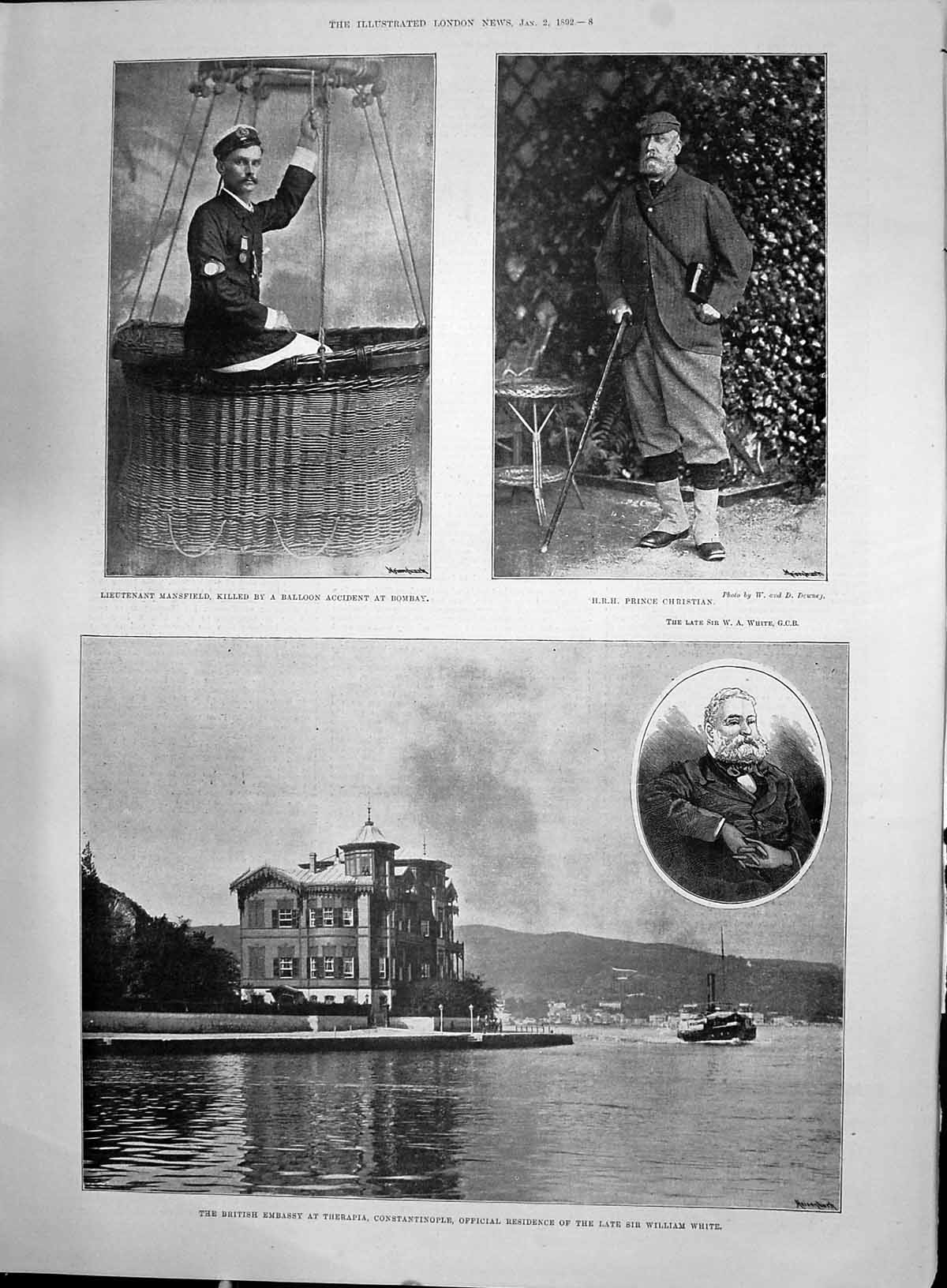Old 1892 British Embassy Therapia William White Mansfield Balloon Pri Victorian