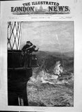Old Print 1892 Lighthouse Keepers Stormy Sea Ship Wreck Powerless To Aid F 19th