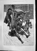 Old 1892 Transport Crash En-Route Village Party Servants Sedan Chair Victorian