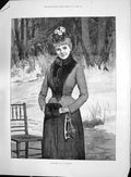 Old 1892 Beautiful Woman Winter Scene Garland Bagatelle Four Comic So Victorian