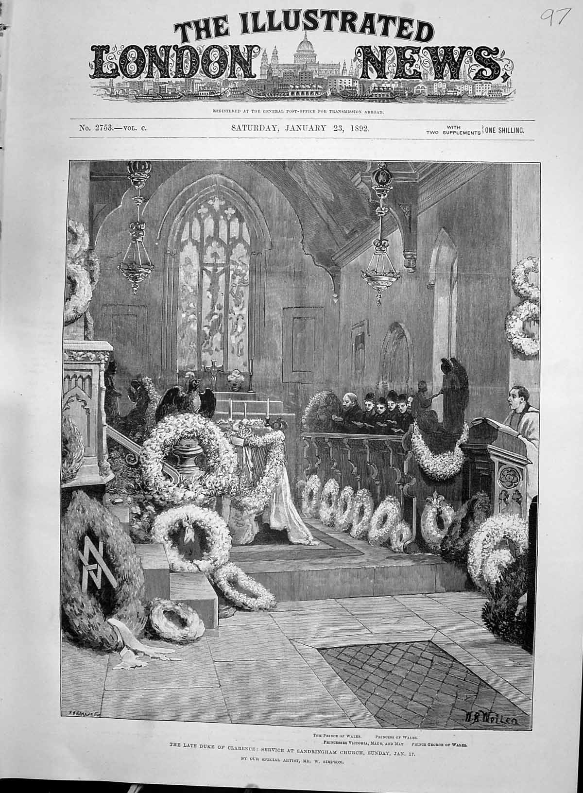 Old 1892 Funeral Duke Clarence Avondale Sandringham Church Windsor Ra Victorian