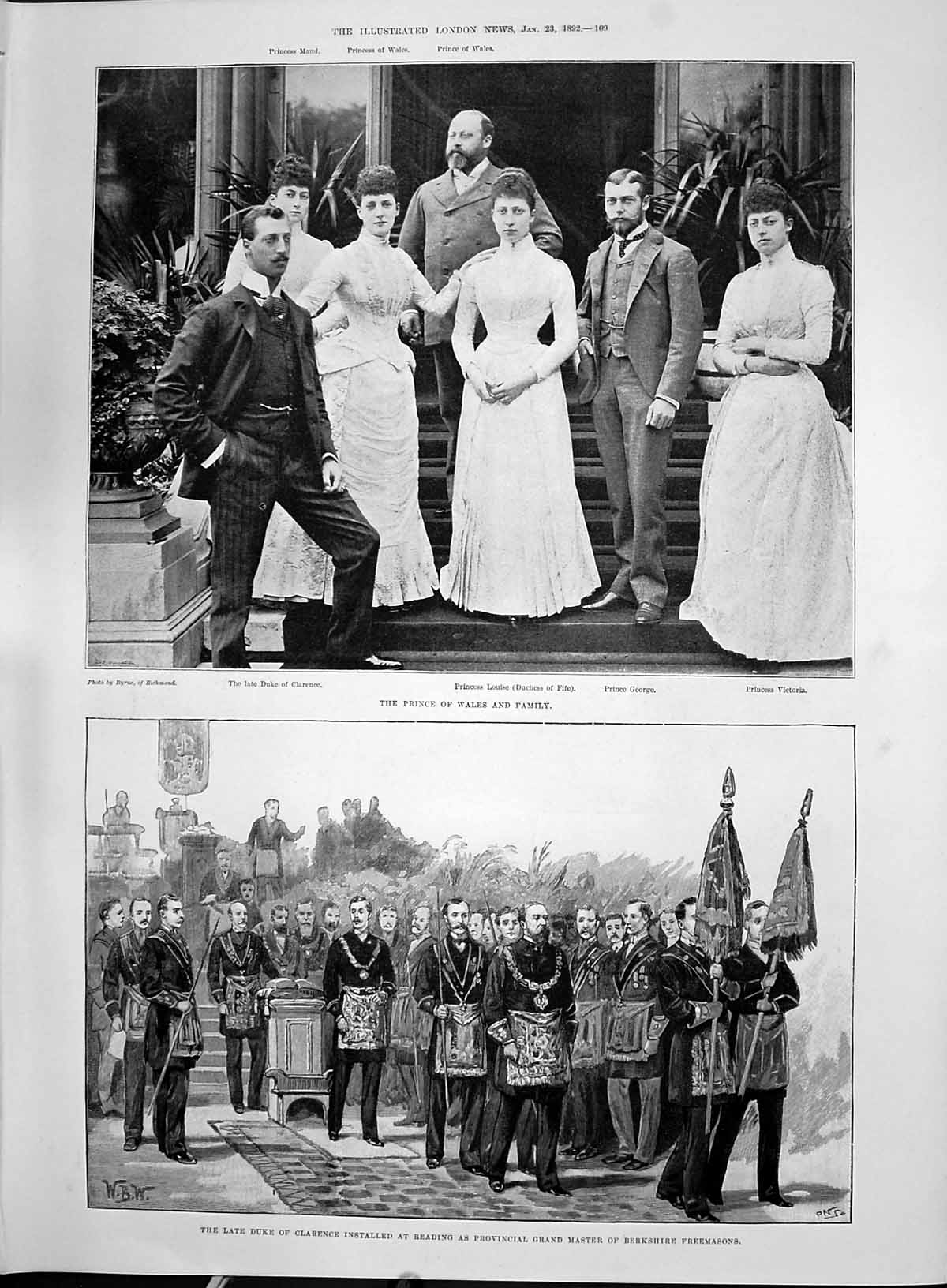 Old 1892 Prince Wales Clarence George Victoria Berkshire Freemasons S Victorian