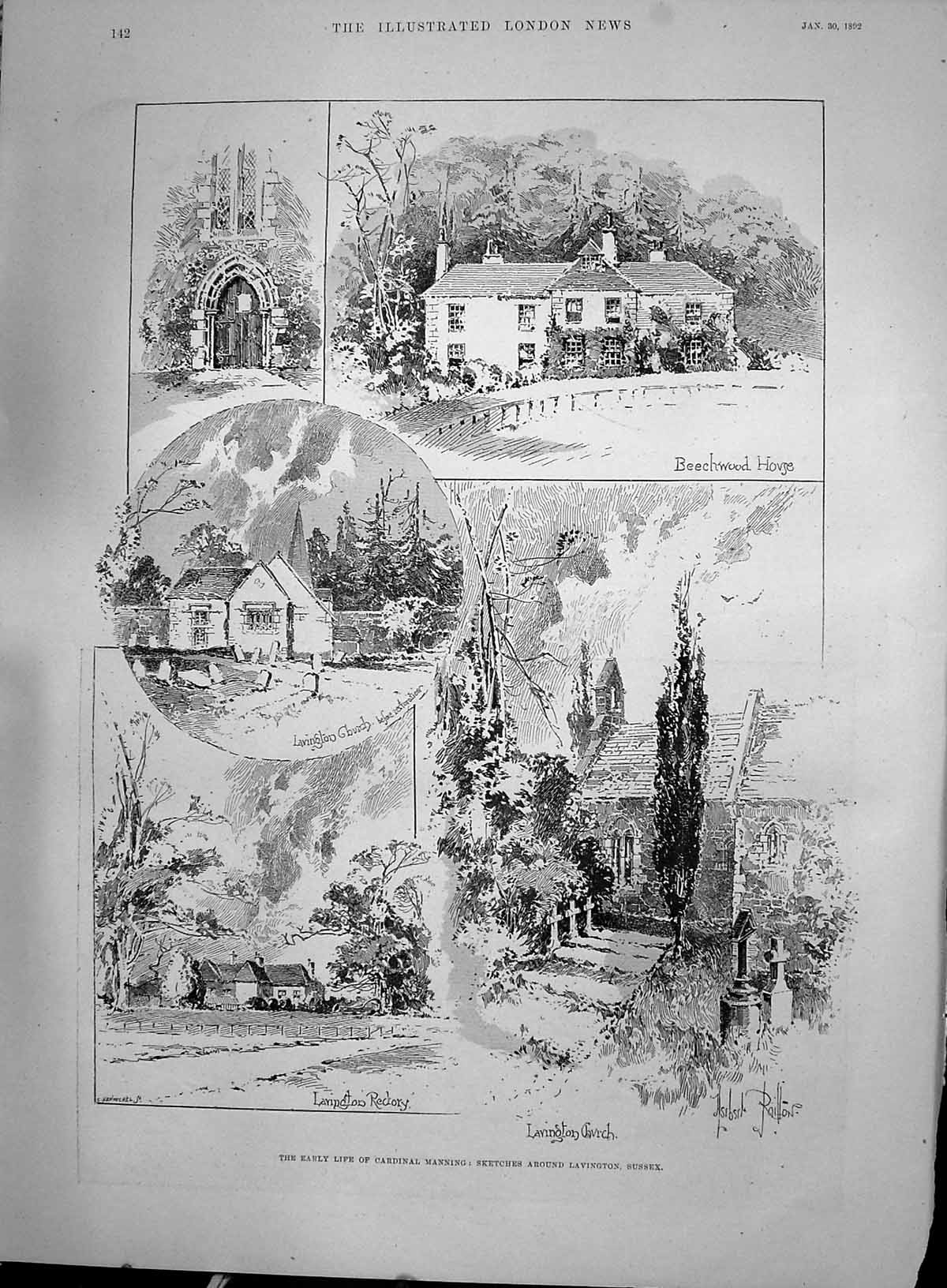 Old 1892 Cardinal Manning Lavington Church Sussex Beechwood House Rec Victorian