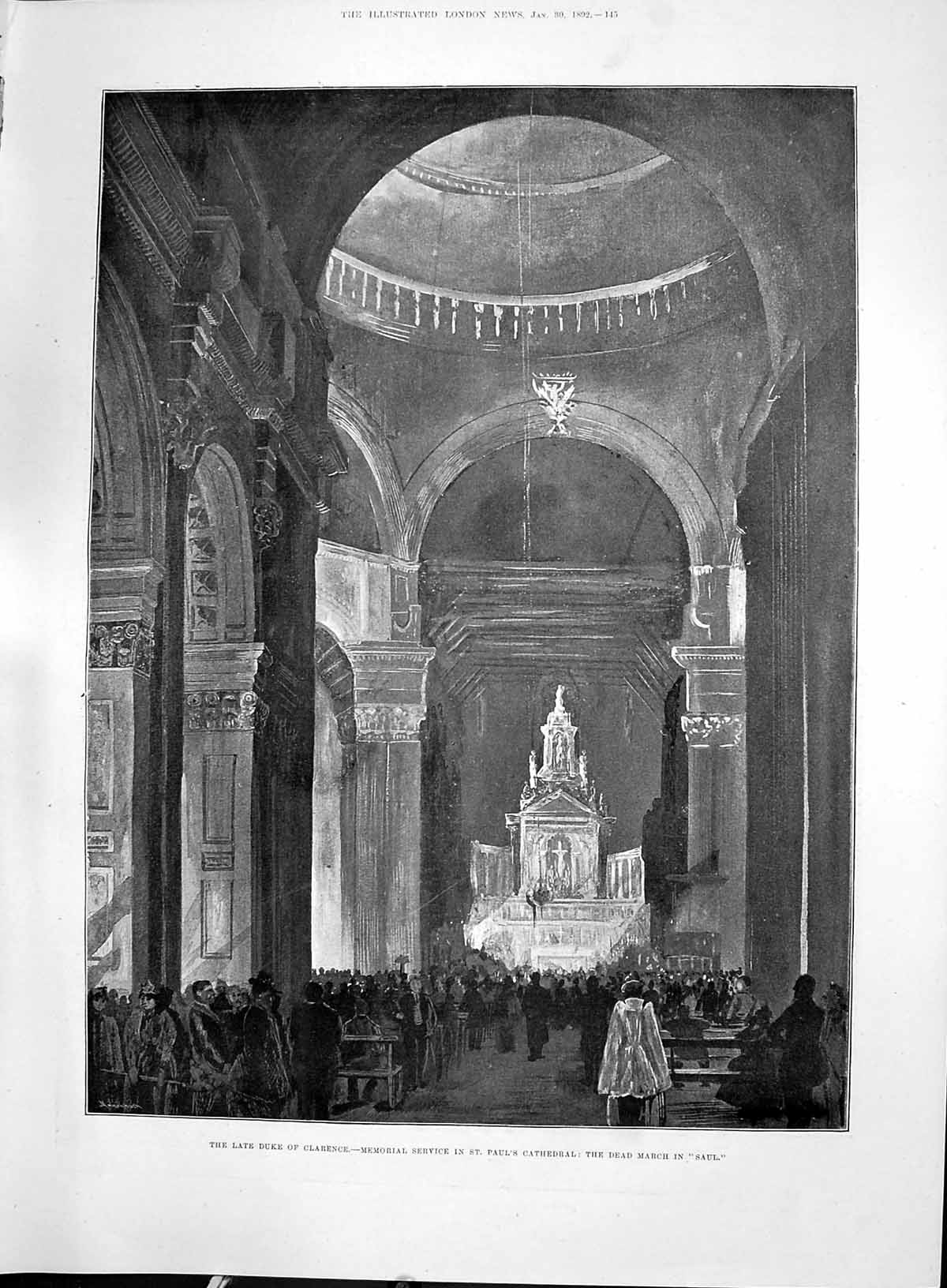 Old 1892 Duke Clarence Memorial Service St. Paul'S Cathedral Dead Mar Victorian