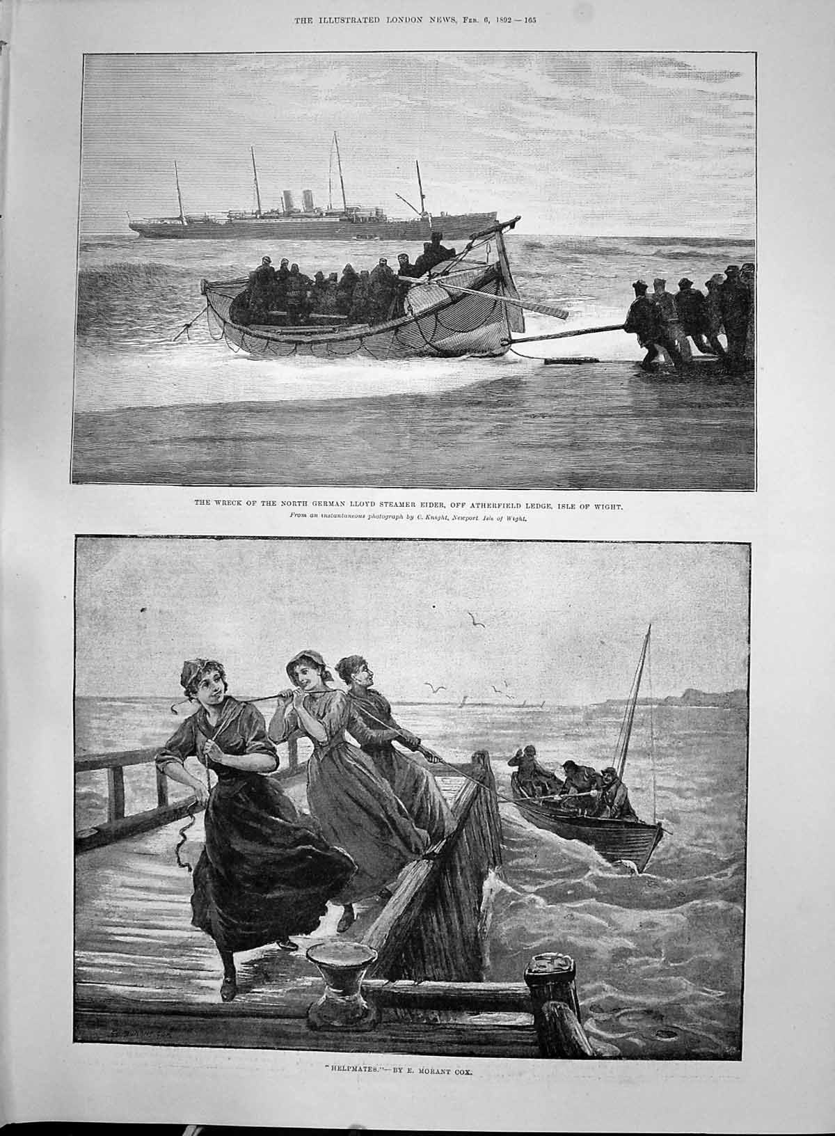Old 1892 Ship Wreck German Lloyd Eider Atherfield Isle Wight Jean Ger Victorian
