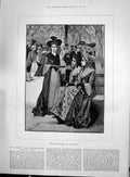 Original Old Antique Print 1892 Rights Women Custody Romance Park Scene 19th