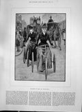 Antique Print 1892 Rights Women Emancipation Street Transport Bicycles Horse