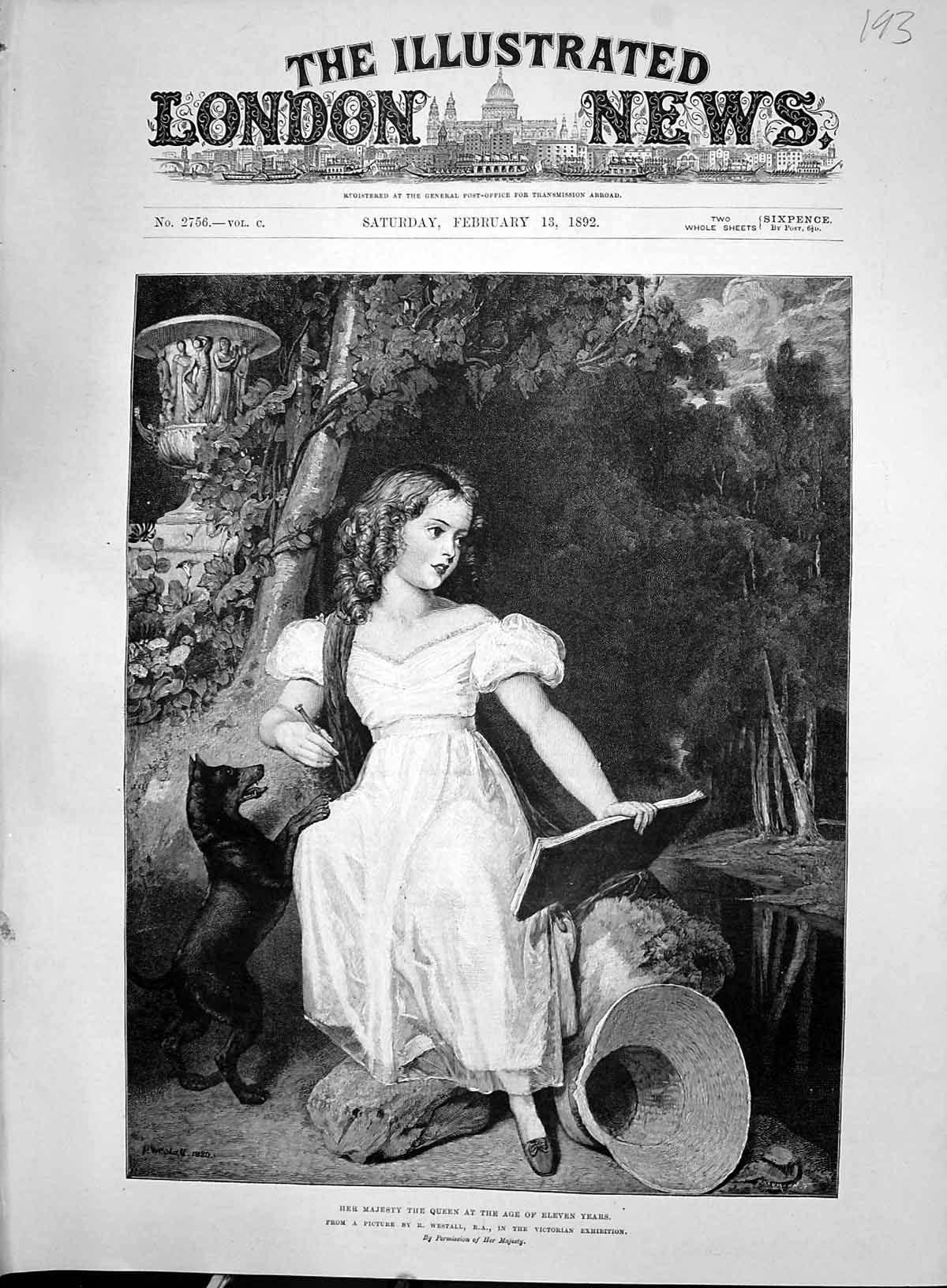 Original Old Antique Print 1892 Majesty Queen Young Girl Eleven Years Westall