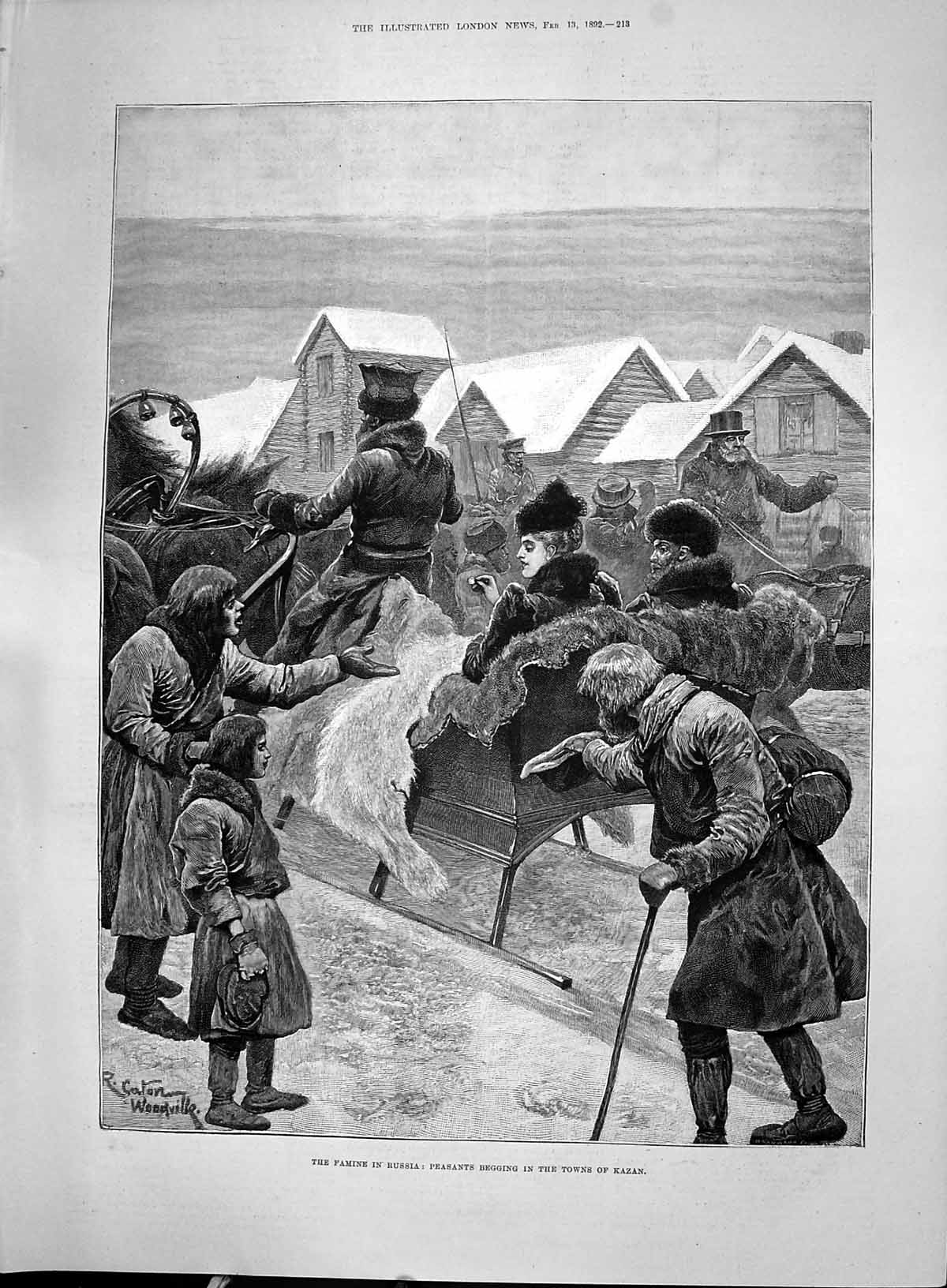 Old Print 1892 Famine Russia Peasants Begging Kazan Watkins Williams Wynn 19th