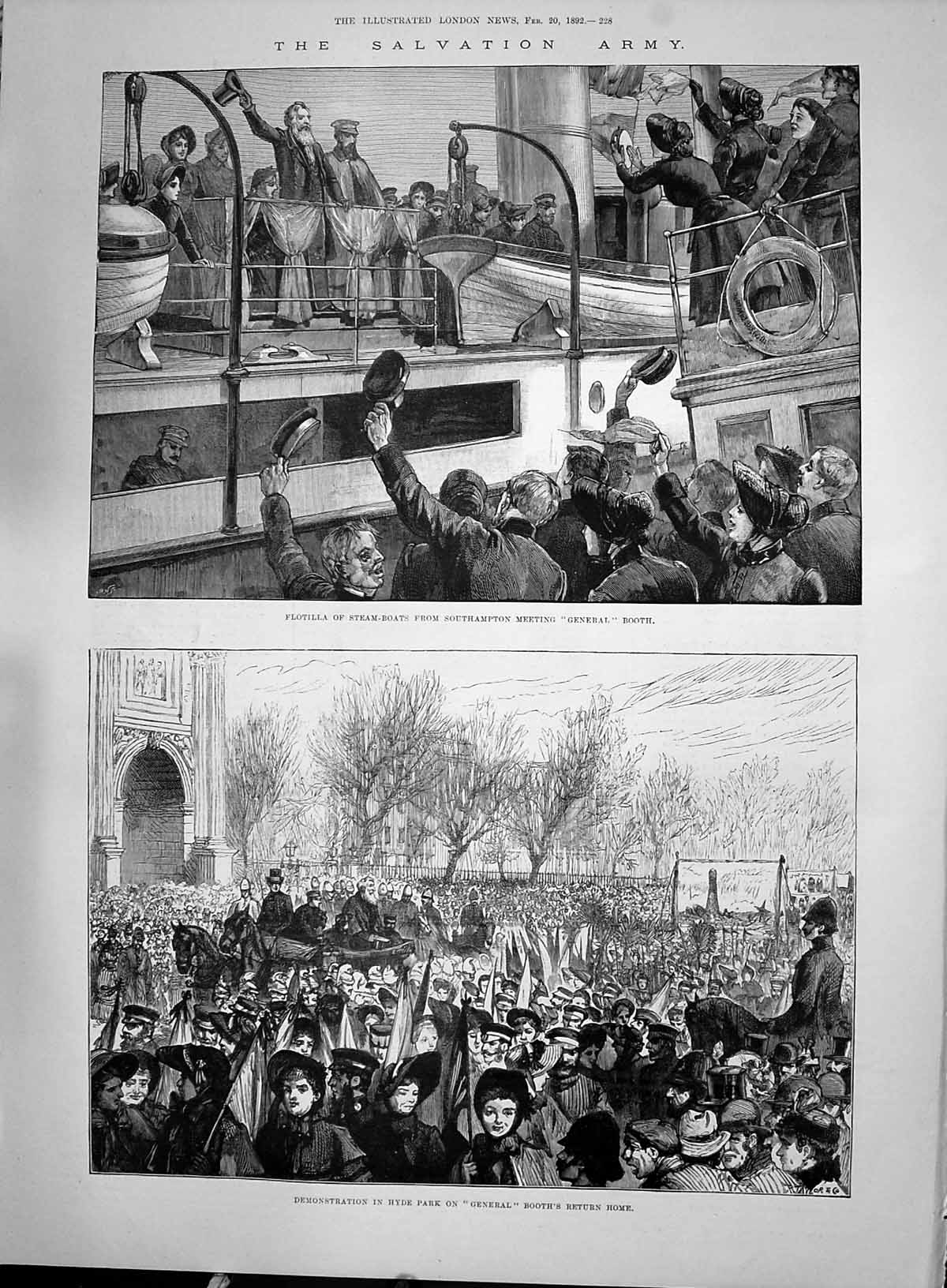 Old 1892 Salvation Army Steam-Boats Southampton General Booth Ships G Victorian