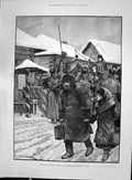 Old 1892 Famine Russia Examing Passes Entrance Town Maharajah Kapurth Victorian