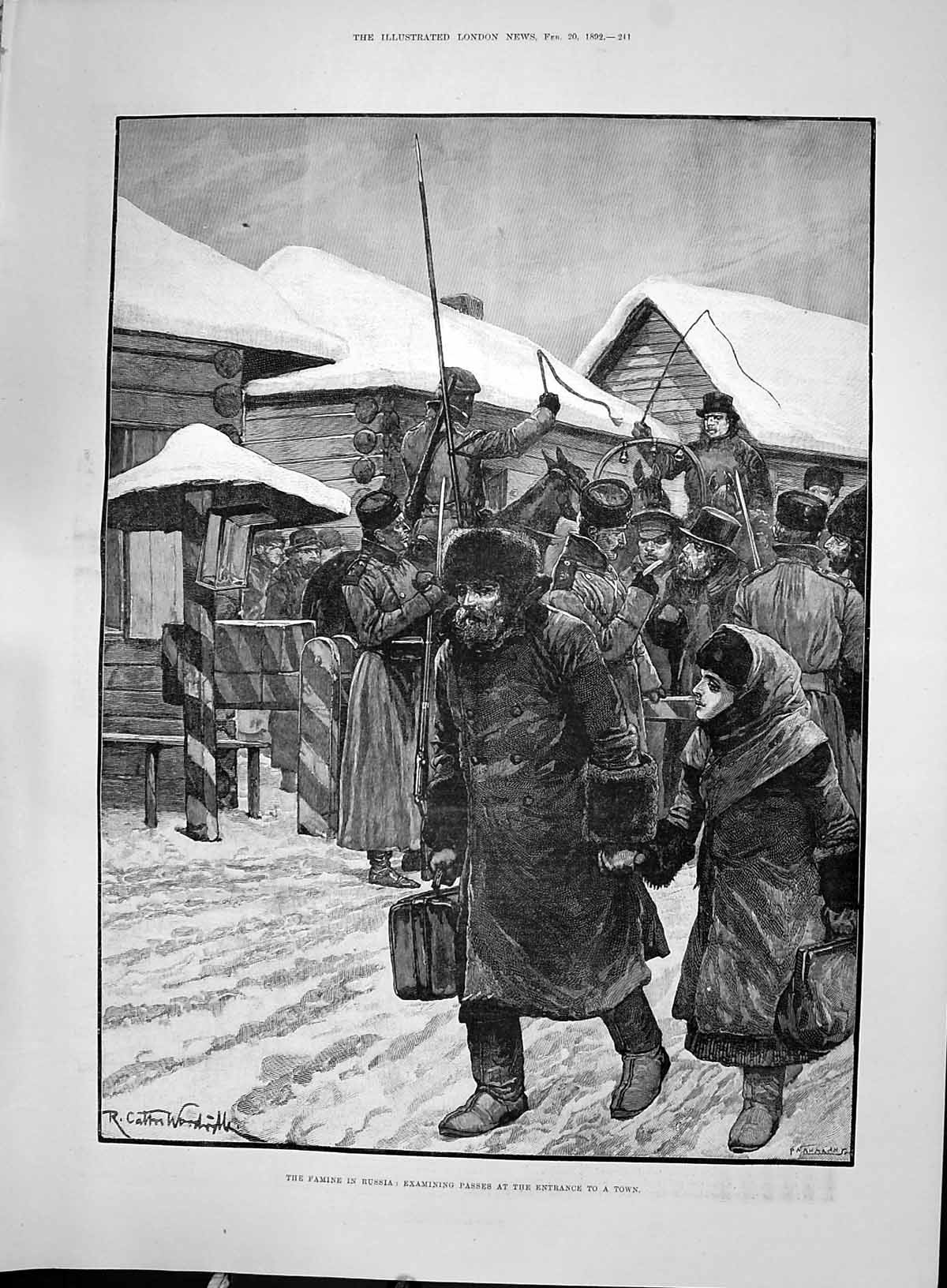 Old 1892 Famine Russia Examing Passes Entrance Town Maharajah Kapurth Victorian