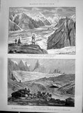 Old 1892 Himalaya Mountains Baltistan Thibet Baltoro Glacier Gusherbr Victorian