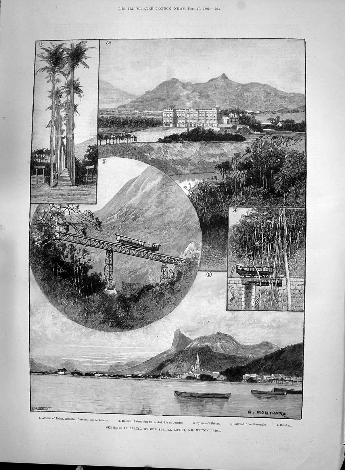 Old 1892 Brazil Rio Janeiro Palace Christobal Corcovado Botafogo Coun Victorian