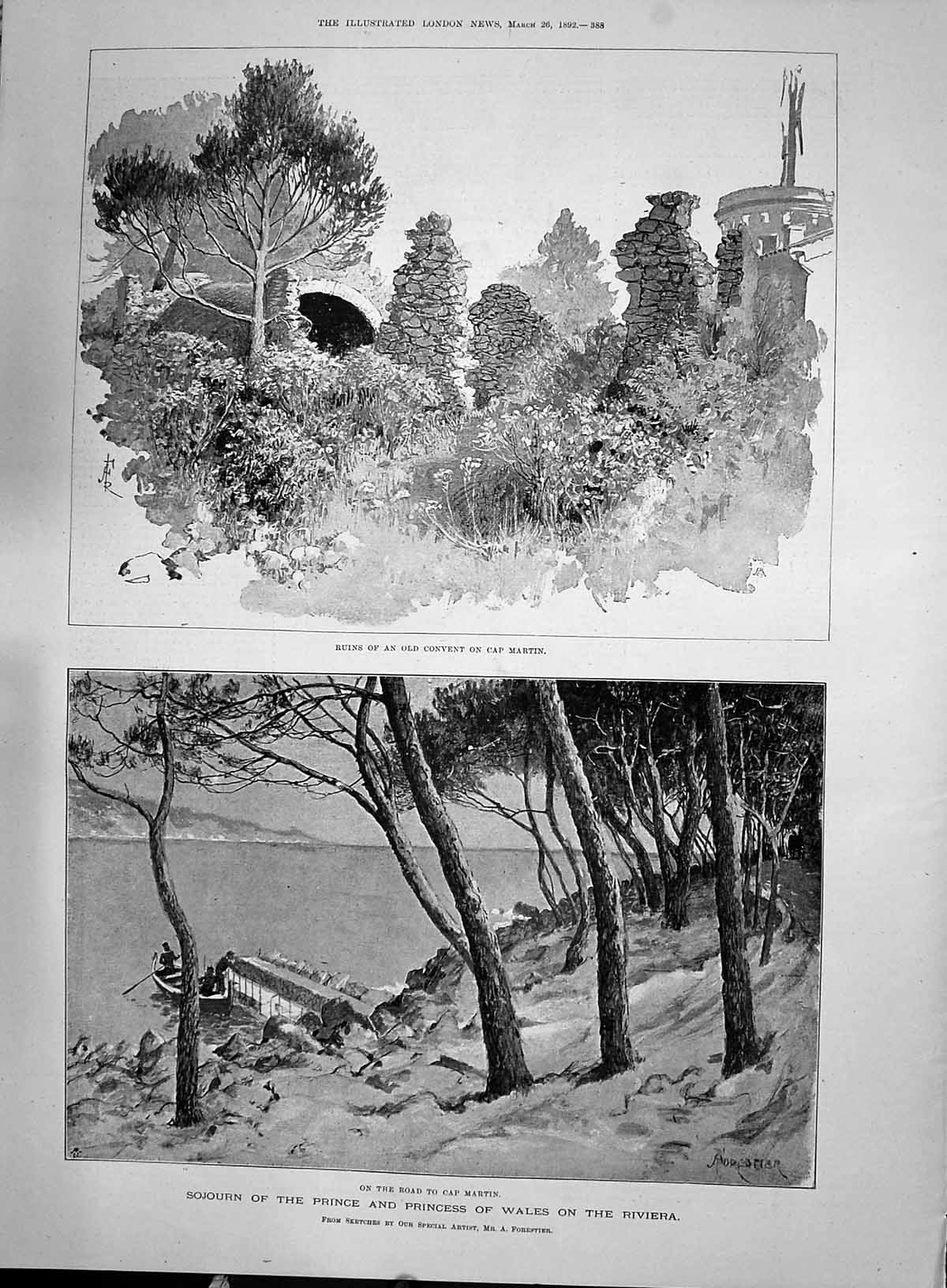 Old 1892 Ruins Convent Cap Martin Prince Wales Sojourn Edward Ross Ra Victorian