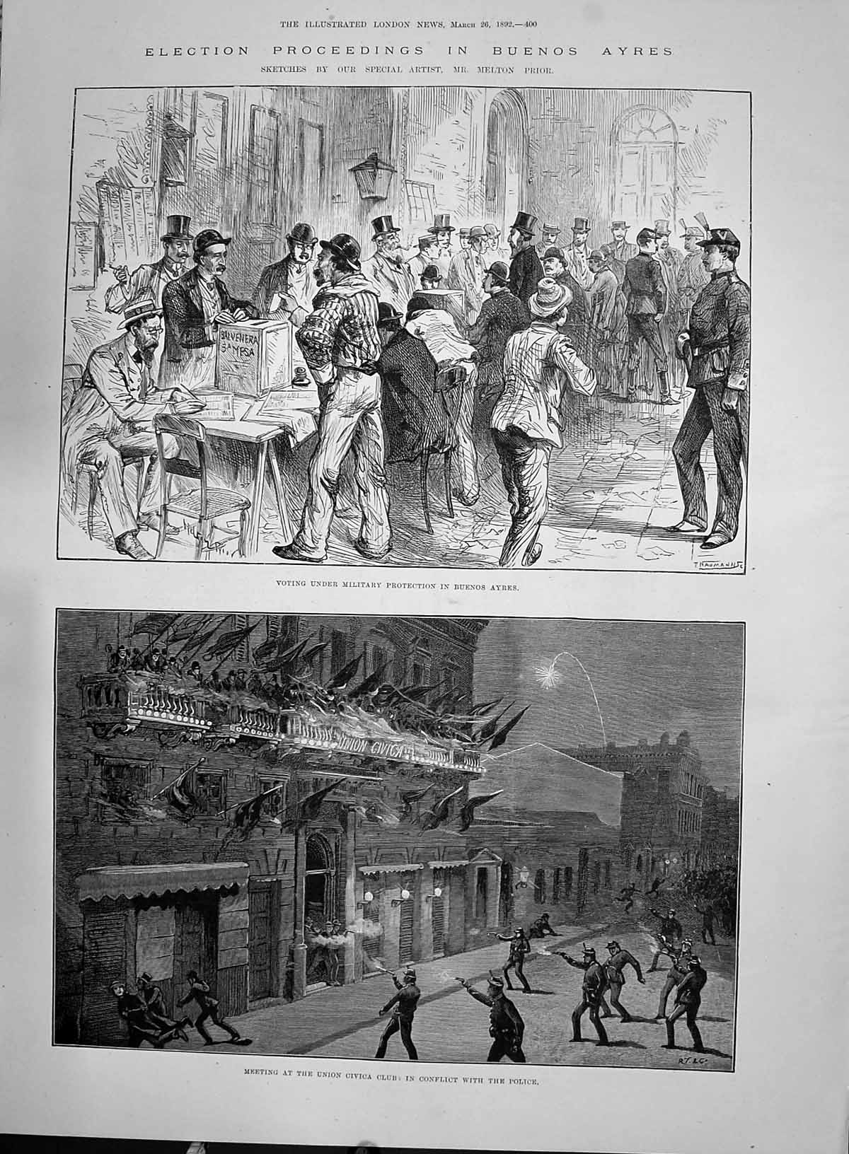 Old 1892 Election Buenos Ayres Union Civica Club Police Military Camb Victorian
