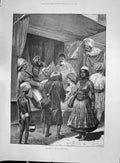 Old 1892 Scene Bargaining Bazaar Delhi India Woodville Kitchener Walt Victorian