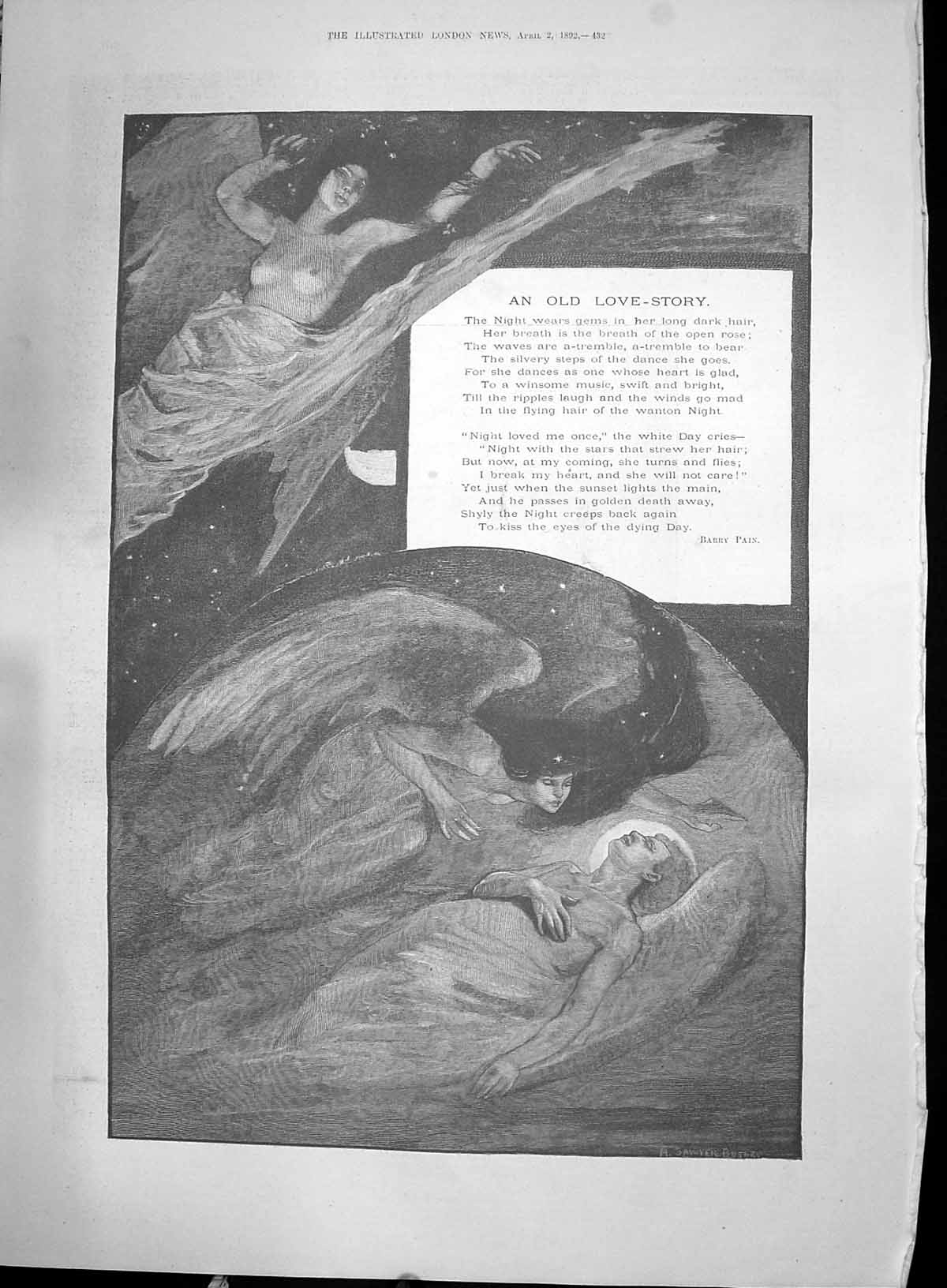 Antique Print 1892 Story Illustration Love Story Miss Mary Ansell O'Brien T