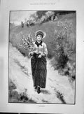 Old 1892 Beautiful Woman Palm Sunday Flowers Shah Jehan Begum Ruler B Victorian