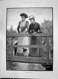 Old 1892 Beautiful Ladies River Bridge Dog Cowell London Green Startf Victorian