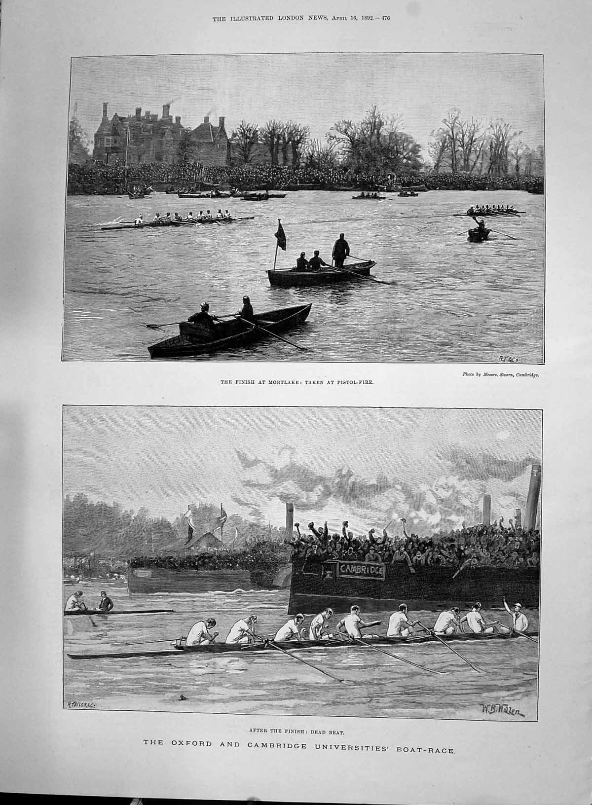 Old 1892 Oxford Cambridge Boat Race Mortlake Hammersmith Athletics Lo Victorian