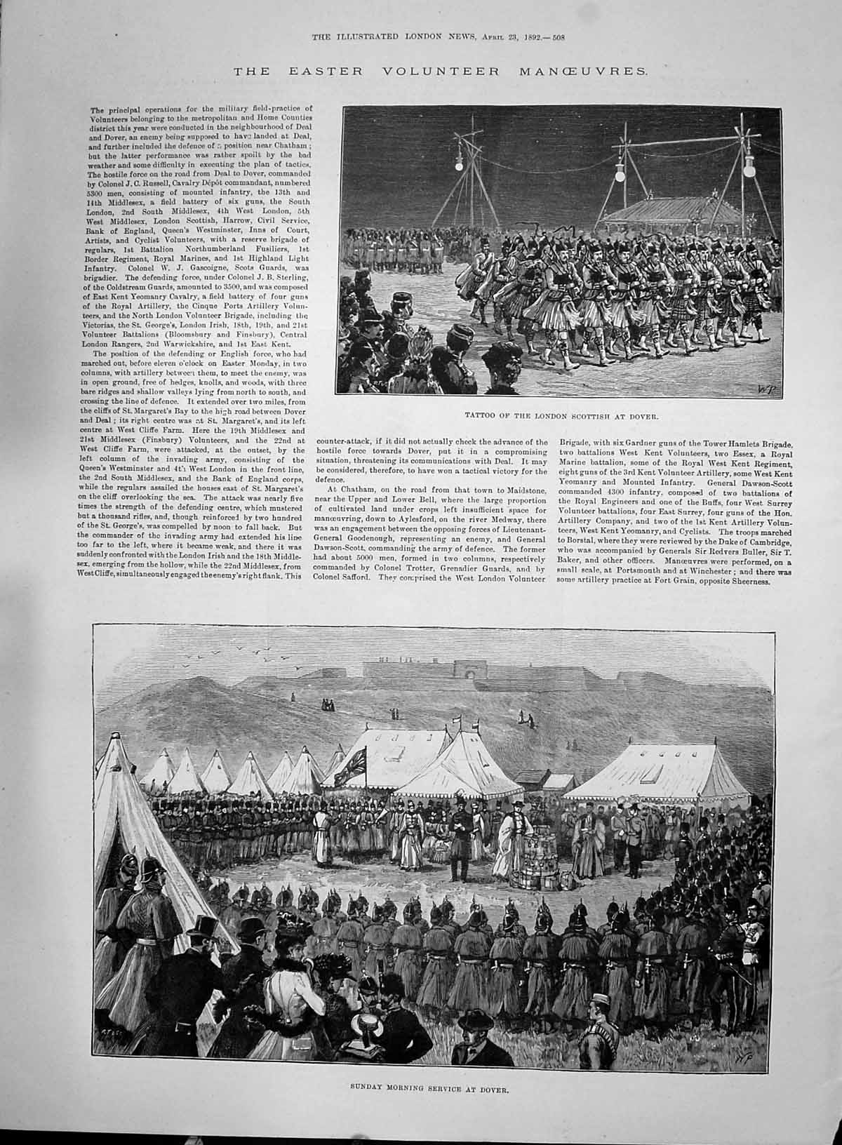 Old 1892 Easter Volunteer Manoeuvres Tattoo London Scottish Dover Arm Victorian