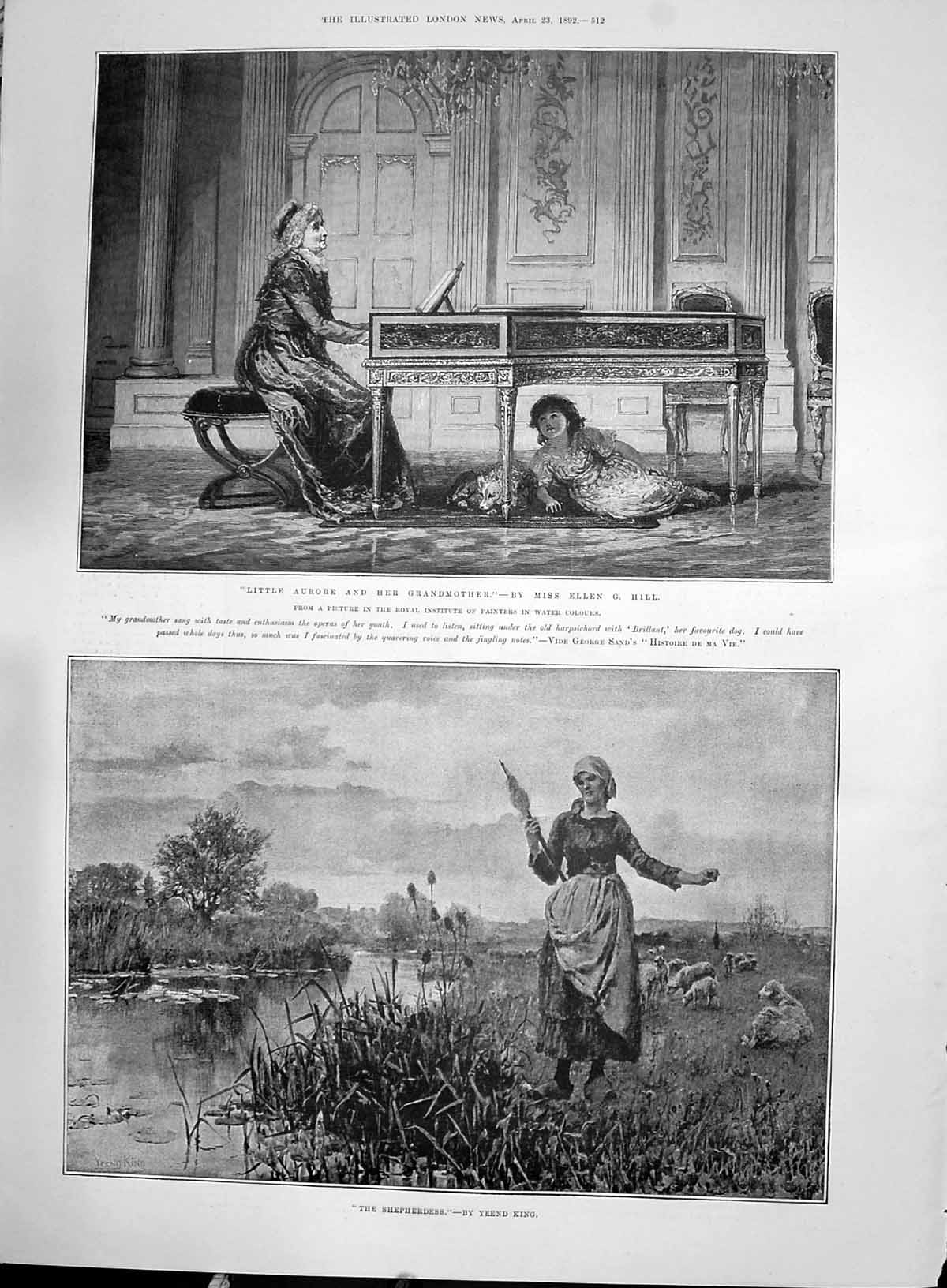 Old 1892 Shepherdess Sheep Aurore Grandmother Piano Music Statue Beac Victorian